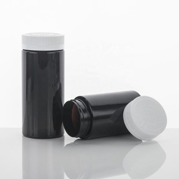 Quality Promotion Plastic Capsule Medical Bottle 8oz Black Empty Plastic Pill Bottle Container with Tamper Proof Cap Sample Provide for sale