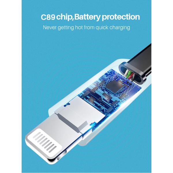 Flat PVC 2M Lightning To USB Charging Cable For IPad