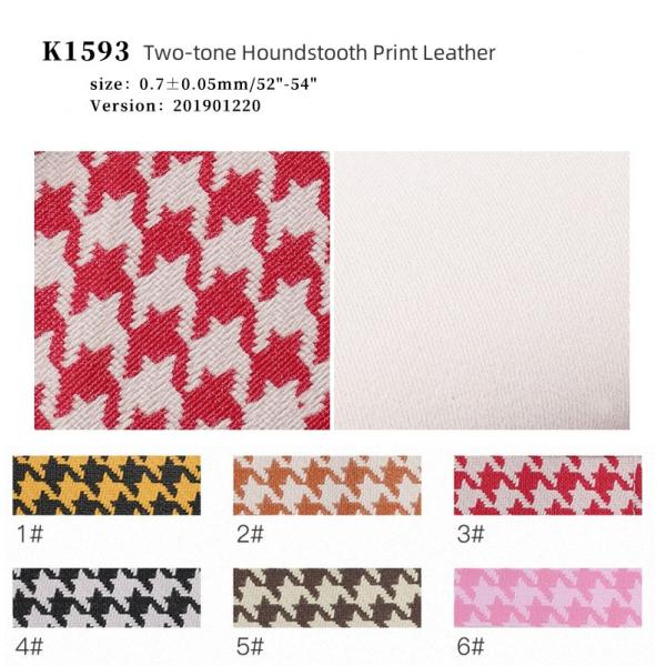 Houndstooth PVC Leather For Bags Customized Printed Leather Fabric Material