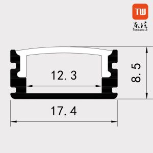 White Surface Mounted LED Profile , U Shape LED Aluminum Channel 17.4mm X 8.5mm