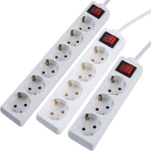 CE Certificated EU Extension Socket Power Strip with 3x1.5mm Cable and Switch