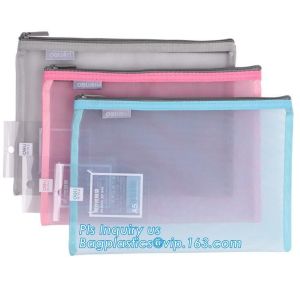 PVC Mesh File Bag With Closure Zipper File Folder Bag, Promotional hot PVC