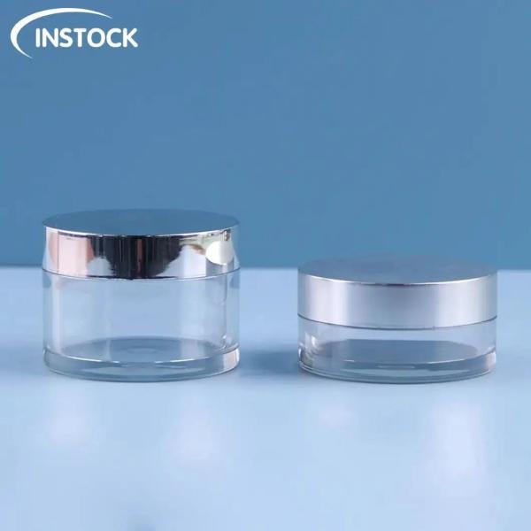 Empty Cosmetic Container With Bright Sliver Lids Packaging Jars 1oz/50ml Face