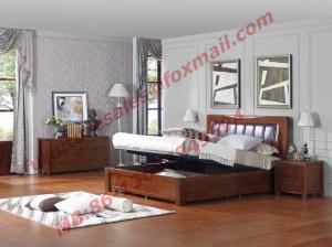 Wholesale Luxcury Upholstery Headboard with Storage Bedstead Box in Solid Wood Furniture from china suppliers