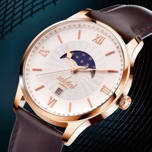 Custom Automatic Leather Mechanical Wrist Watches For Business Men