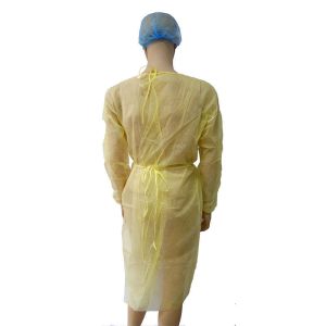 Unisex PP PE Yellow Disposable Protective Gowns Waterproof Fluid Resistant