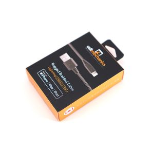 Pantone Printing USB Data Cable Packing Box Debossing With Hanger