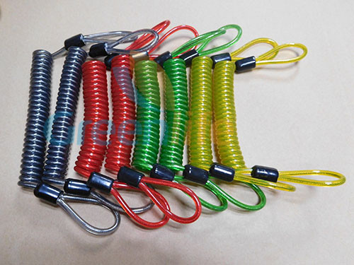 Multicolours High Security Stainless Steel Tooling Coiled Lanyards with Double