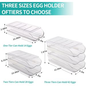 Egg Holder For Fridge, Automatic Rolling Egg Container For Refrigerator,