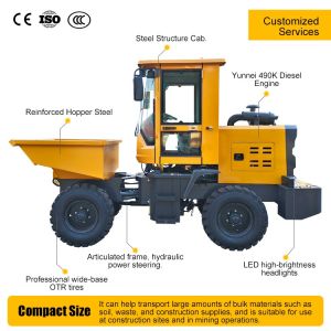 Mini Mining Dumper 4 Wheel Self Loading Ride-on Construction Site Dumpers