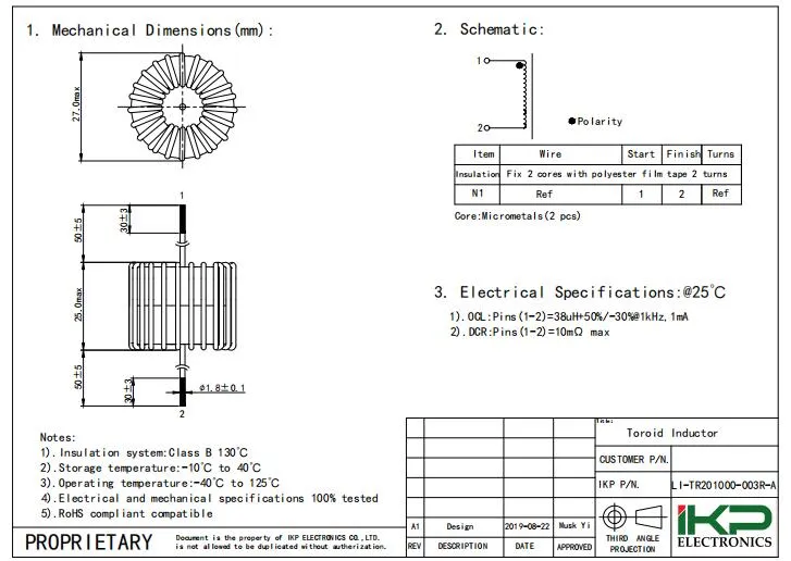 High Current Differential Mode Common Inductor for Wind Blower