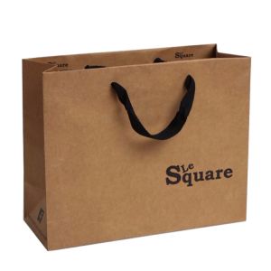 Natural Brown Kraft Paper Shopping Bags With Handles Custom Logo Printed
