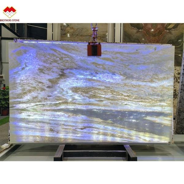 Quality Fantasy Blue Marble Vanity Top Countertop Table OEM Custom Blue Crystal Quartz Stone for sale