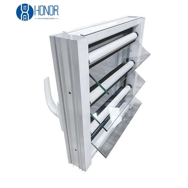 Quality Jalousie Window Aluminum Louver Frames Modern Window Jealousy Frame with Fly Screen for sale