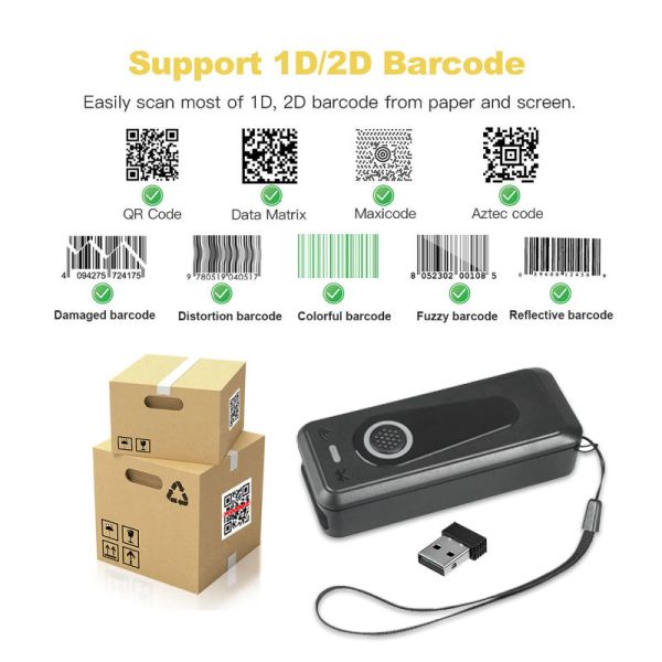 Portable Bluetooth Hand Scanner Wireless Barcode Scanner Reader for POS Inventory & Barcode Verify