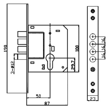 Yellow Color Painting Mortise Lock Body With 4 Cylindrical Tongue Iso9001