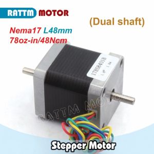 Nema 17 CNC Dual Shaft Stepper Motor 78 Oz-In 48mm 1.8A 17HS8401B