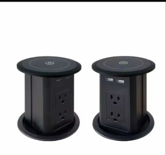 Quality Hot Selling Pop-Up Power Sockets Double side design 4 AC Outlets with dual USB A+C +wireless charger for desktop for sale