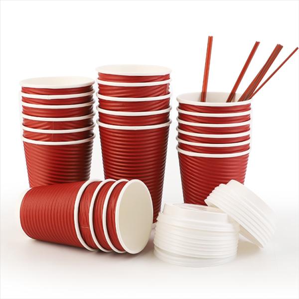 8oz Ripple Disposable Coffee Paper Cup Biodegradable
