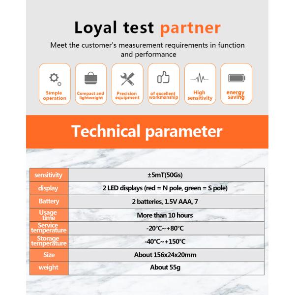 1.5V AAA N S Polar Identification Pen 50Gs Magnet Pole Sensitivity Detector