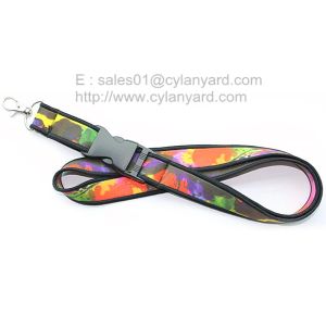 Dye sublimation neoprene neck strap with overlock edge