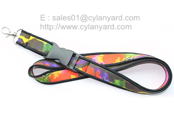 Dye sublimation neoprene neck strap with overlock edge