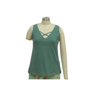 China SleeveLess V Neck Ladies Loungewear Sets Jersey Womens Nightwear Sets on sale