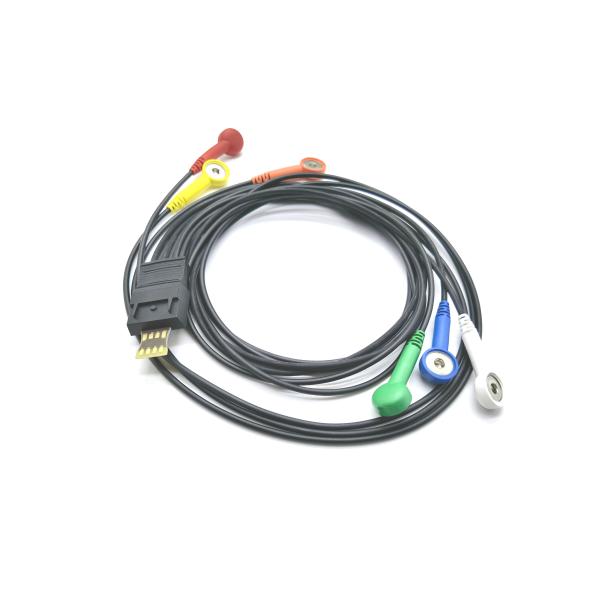 Compatible Schiller MT200 , MT101 One Piece 4/6 Leads Black Color Holter Patient Monitor ECG Cable