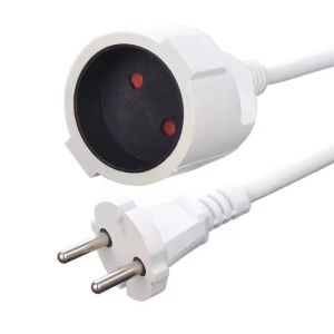 Factory Direct VDE 10A Quality Power Cords Extension Cords White 2 Pin Plugs &