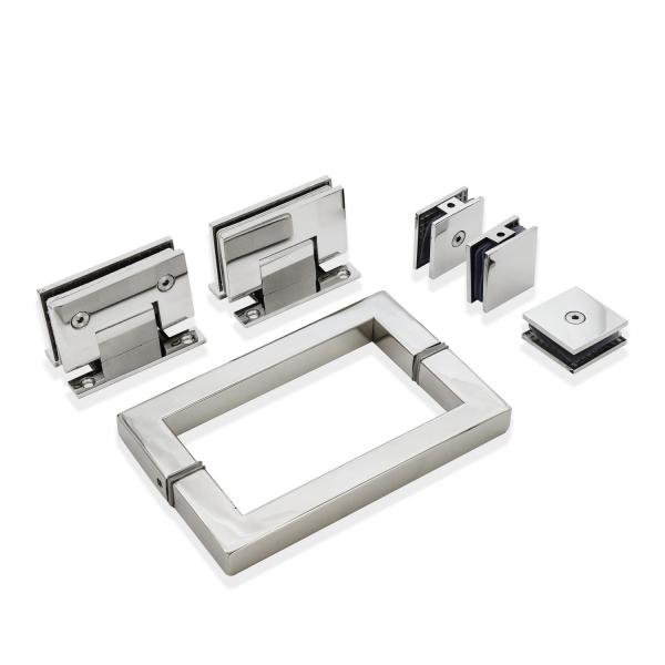 Square Handle Glass Clamp Kit Sturdy Stainless Steel Hinge for Frameless Shower