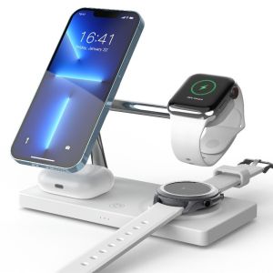 White And Black All-In-1 Magnetic Wireless Charger Support PD&QC3.0