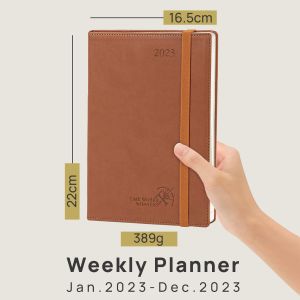 6.5''X8.5'' Brown Custom Weekly Planner 2023 Softcover Monthly Tabs