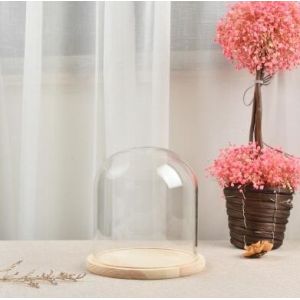 Wholesale dust proof glass doll dome with base height 20cm diameter 18cm best for decoration for party from china suppliers