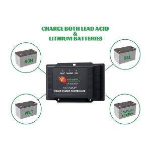 8A 12V 24V PWM Solar Charge Controller with 5 Stage Charging IP65 Waterproof and