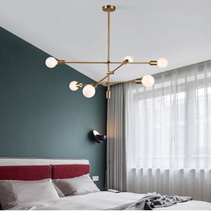 Modern Led Chandeliers Lighting Long Pole Gold Black sputnik chandelier(WH-MI