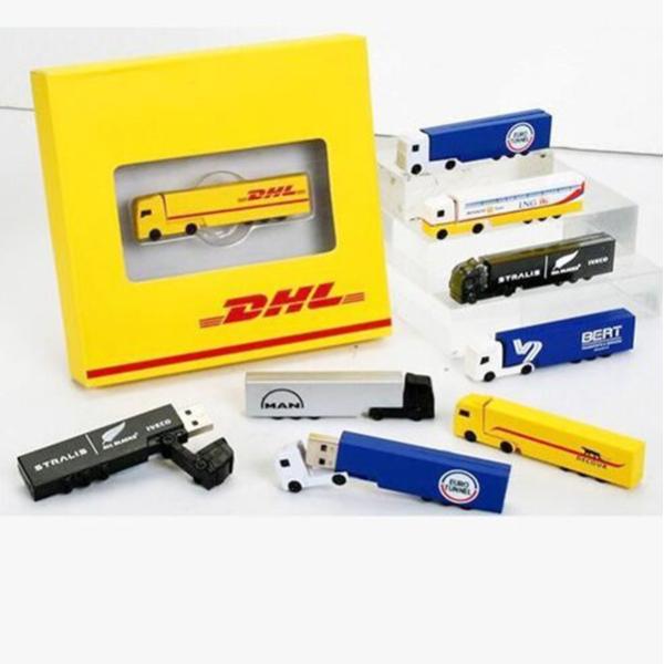 Yellow Creative Truck Plastic USB Flash Drive 8GB For Advertising Gift