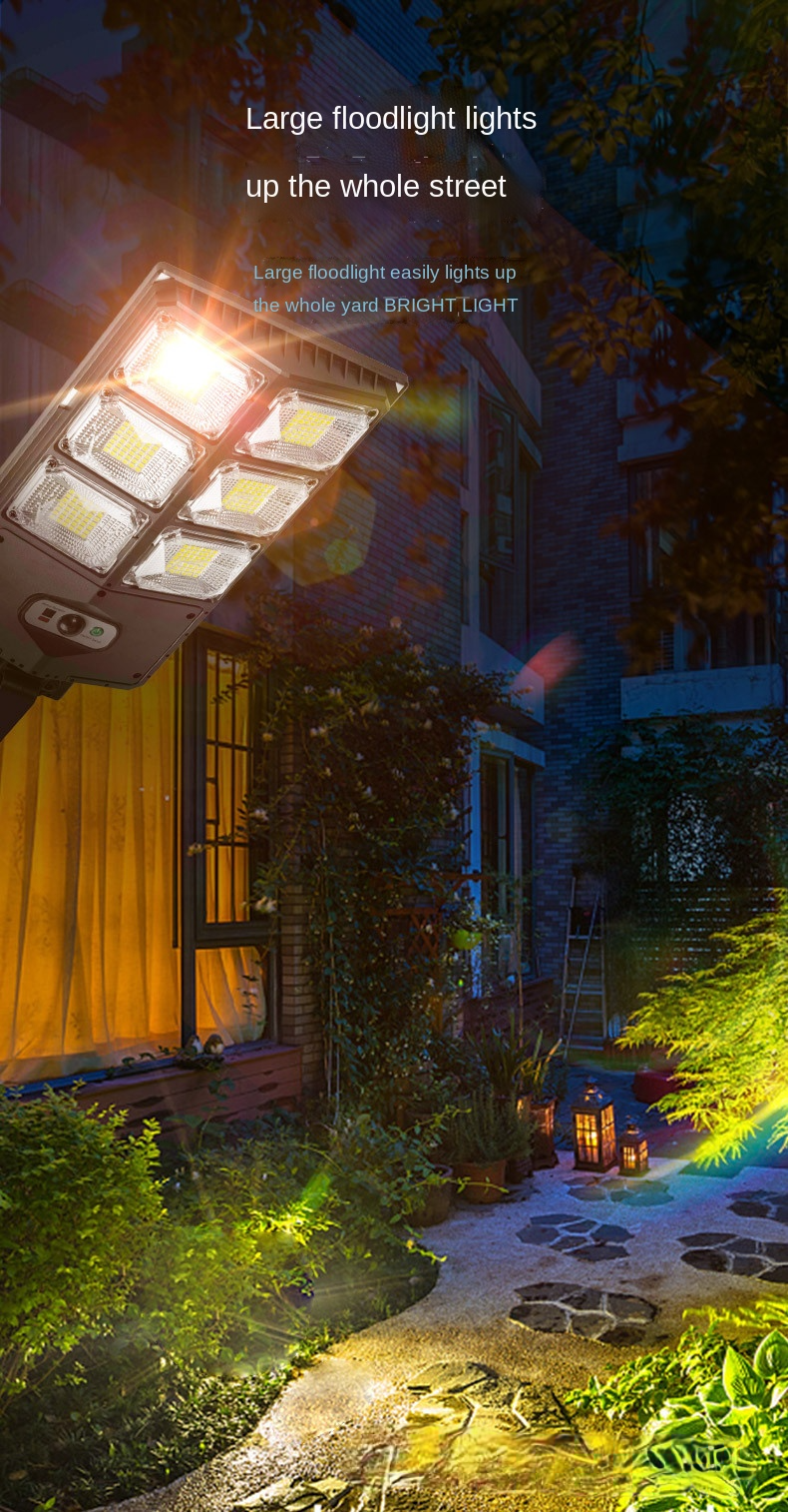 All In One Solar Street Light with 2835 SMD LEDs 18650 Lithium Battery and No Wiring for Easy Installation