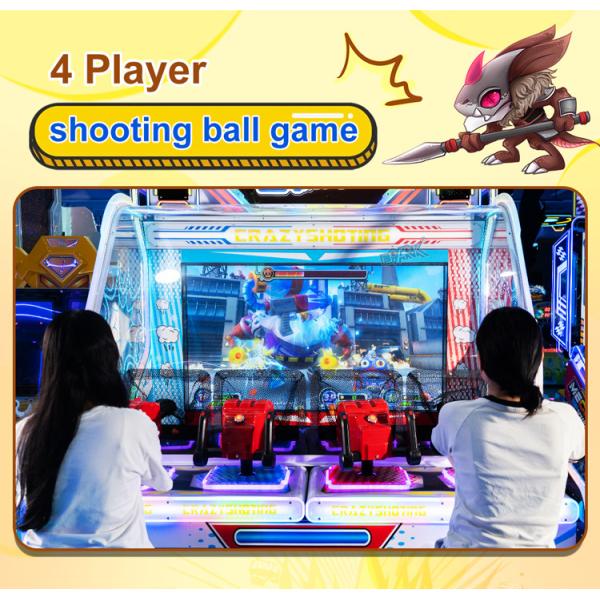 4-Player Coin-Operated Video Game Machine Children's Arcade Shooting Bal