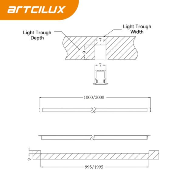 Embedded LED Cabinet Strip Light Ultra Thin 7mm Width Customized Length