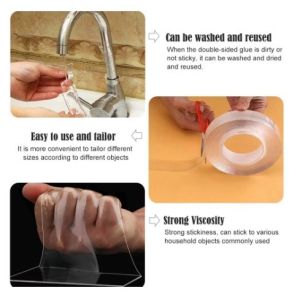 3 Meter Reusable Clear Double Sided Adhesive Nano Tape for Carpet and Door