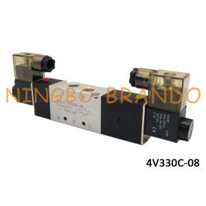 4V330C-08 AirTAC Type Air Electrical Control Valve 1/4" 5/3 Way For Double