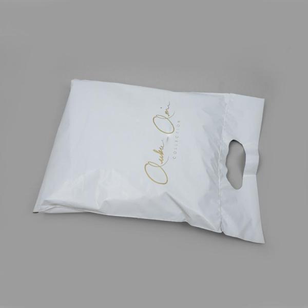 16x20 White Black Die-cut handle mailing bag, Handle poly mailer bag. poly handle shopping bags