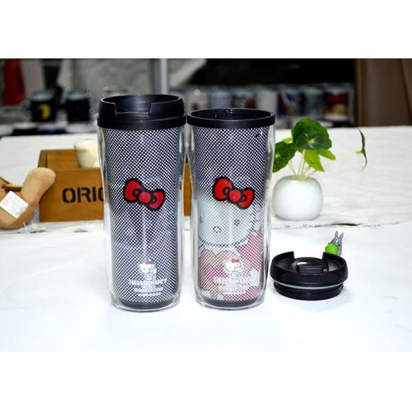 Tea Double Wall Eco Friendly Mugs , Hello Kitty Plastic Mug With Lid