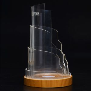 Wooden Base 20cm Acrylic Led Liquor Bottle Display Shelf