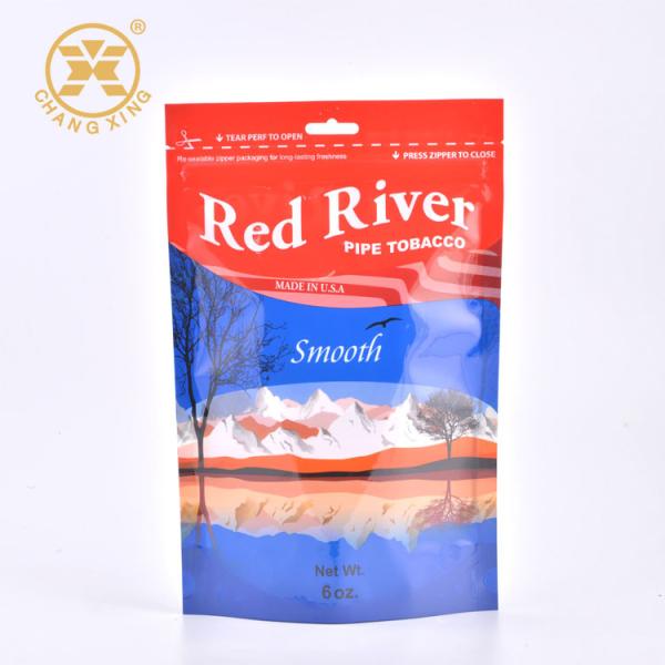 Quality Custom Printing Empty Tobacco Packaging Pouch With Zipper for sale