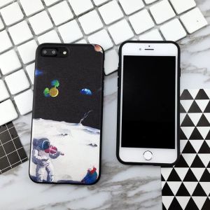 Soft TPU Silk Grain Star Illustration Cute Astronaut Image Back Cover Cell Phone