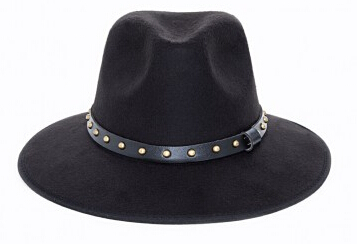 ROSA STUD TRIM FEDORA BLACK