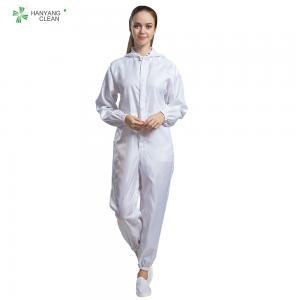 China Anti Static ESD Cleanroom Overall Connect With Hood Dust Free Coverall on sale