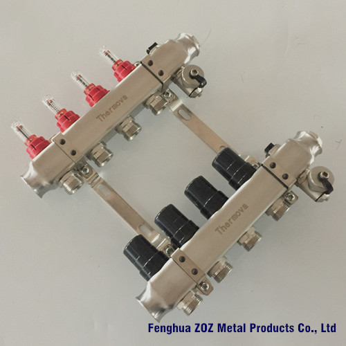 Collecteur plancher chauffant inox 4 departs , Collecteur inox pre monte -plancher chauffant basse temperature