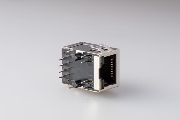 Quality Vertical 90 Degree RJ45 With Transformer 8 Pin Single Port With Shield And LED for sale